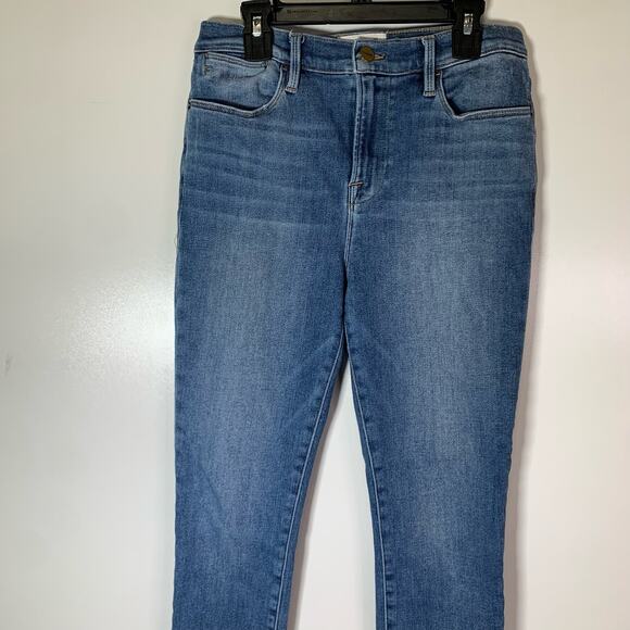 FRAME Le High Skinny Crop Jeans Size 29 Medium Wash High Rise Stretch Denim - Picture 5 of 16
